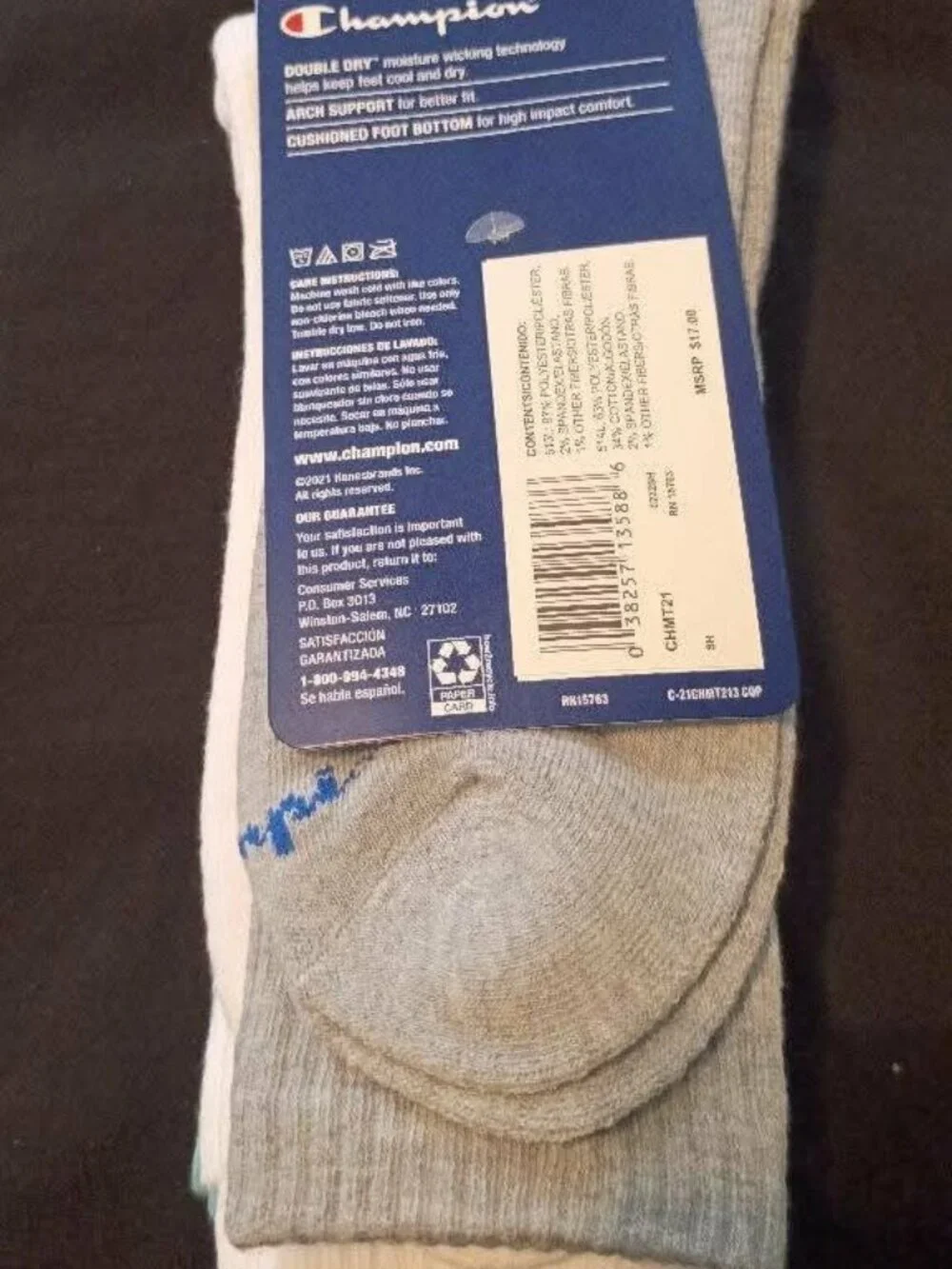 Champion Socks, 3 In A Pack, Size 6-12, Brand New
